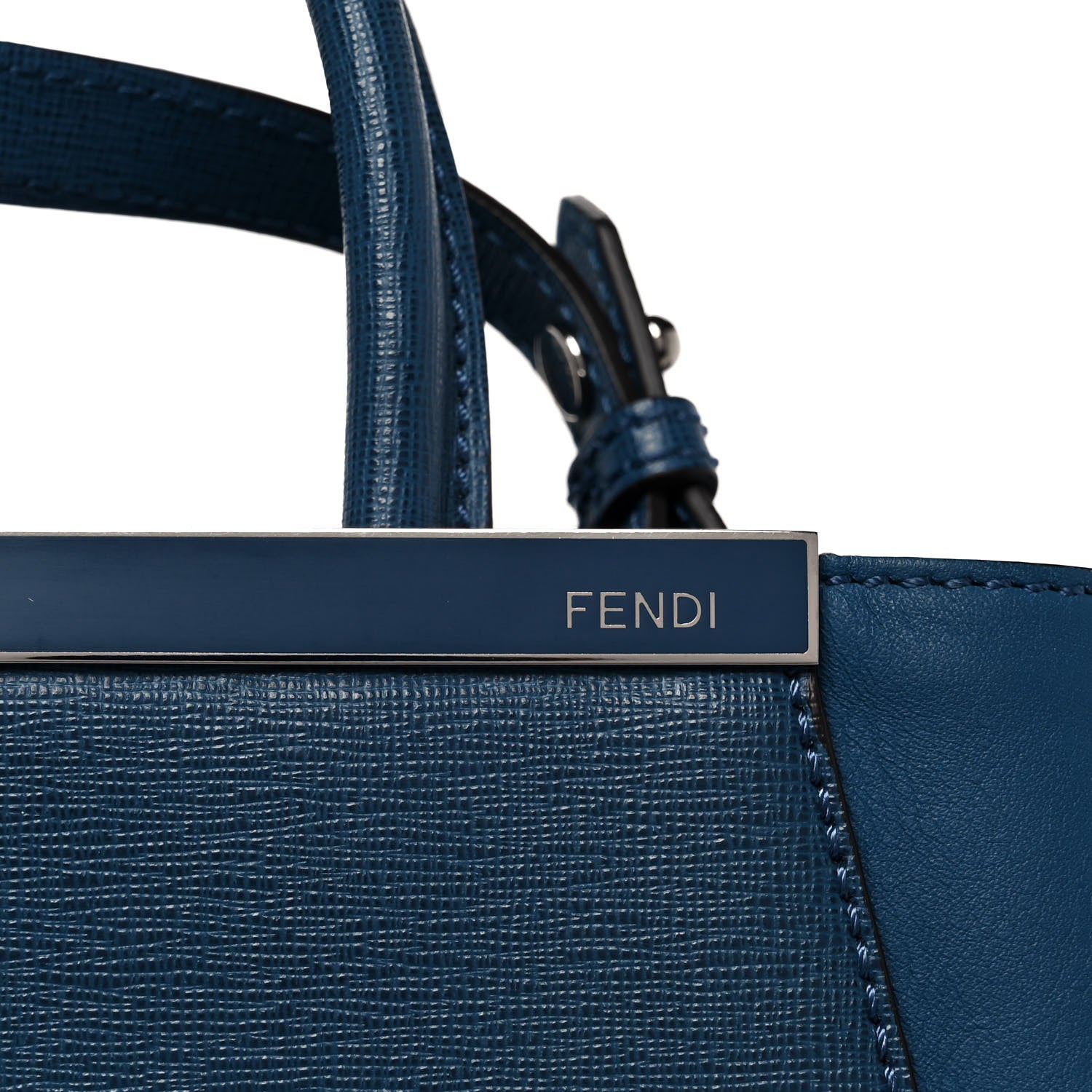 Fendi Vitello Elite Petite 2Jours Tote Blue Cobalto 8 of 10