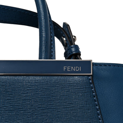 Fendi Vitello Elite Petite 2Jours Tote Blue Cobalto 8 of 10