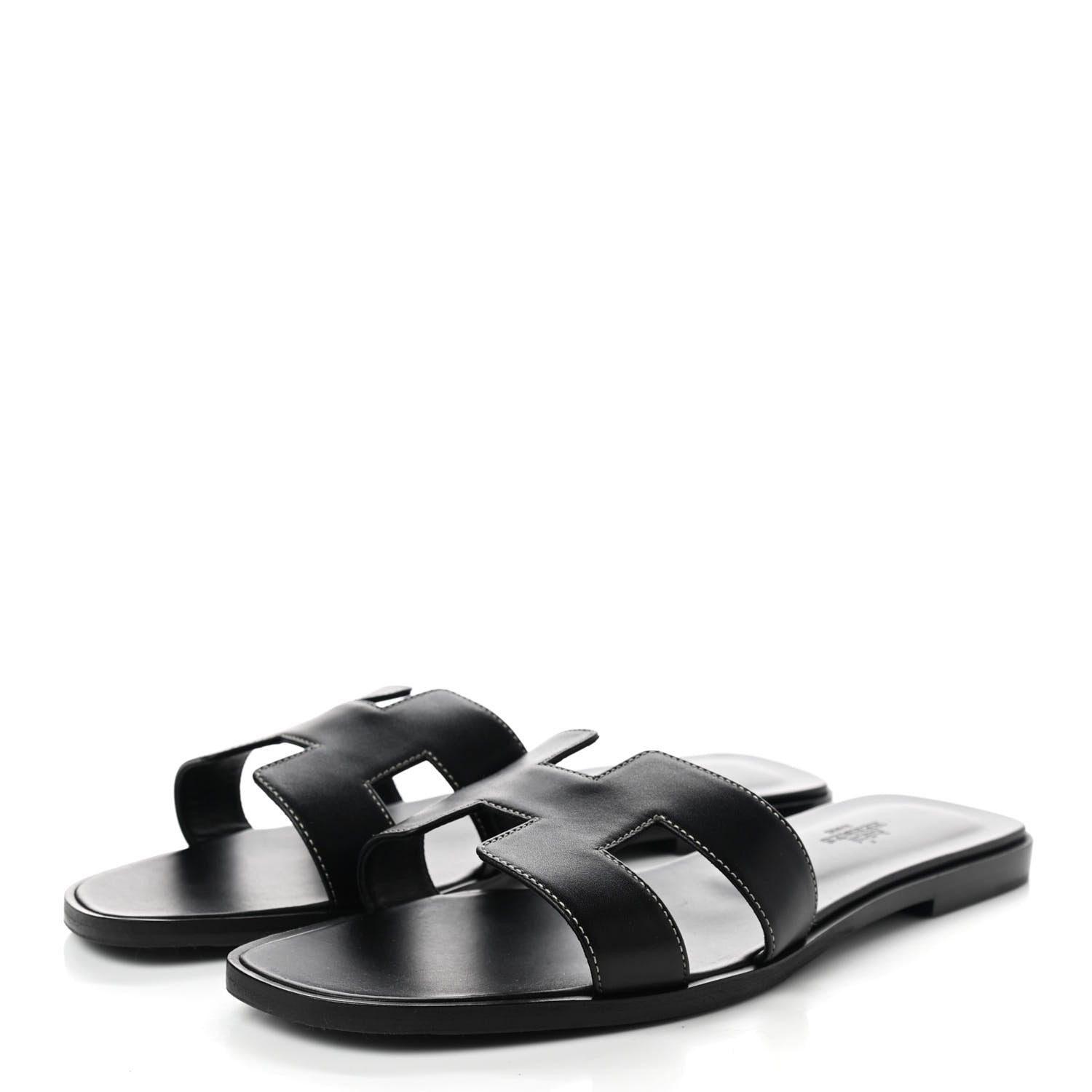 Hermes Box Calfskin Oran Sandals 41 Black 3 of 8