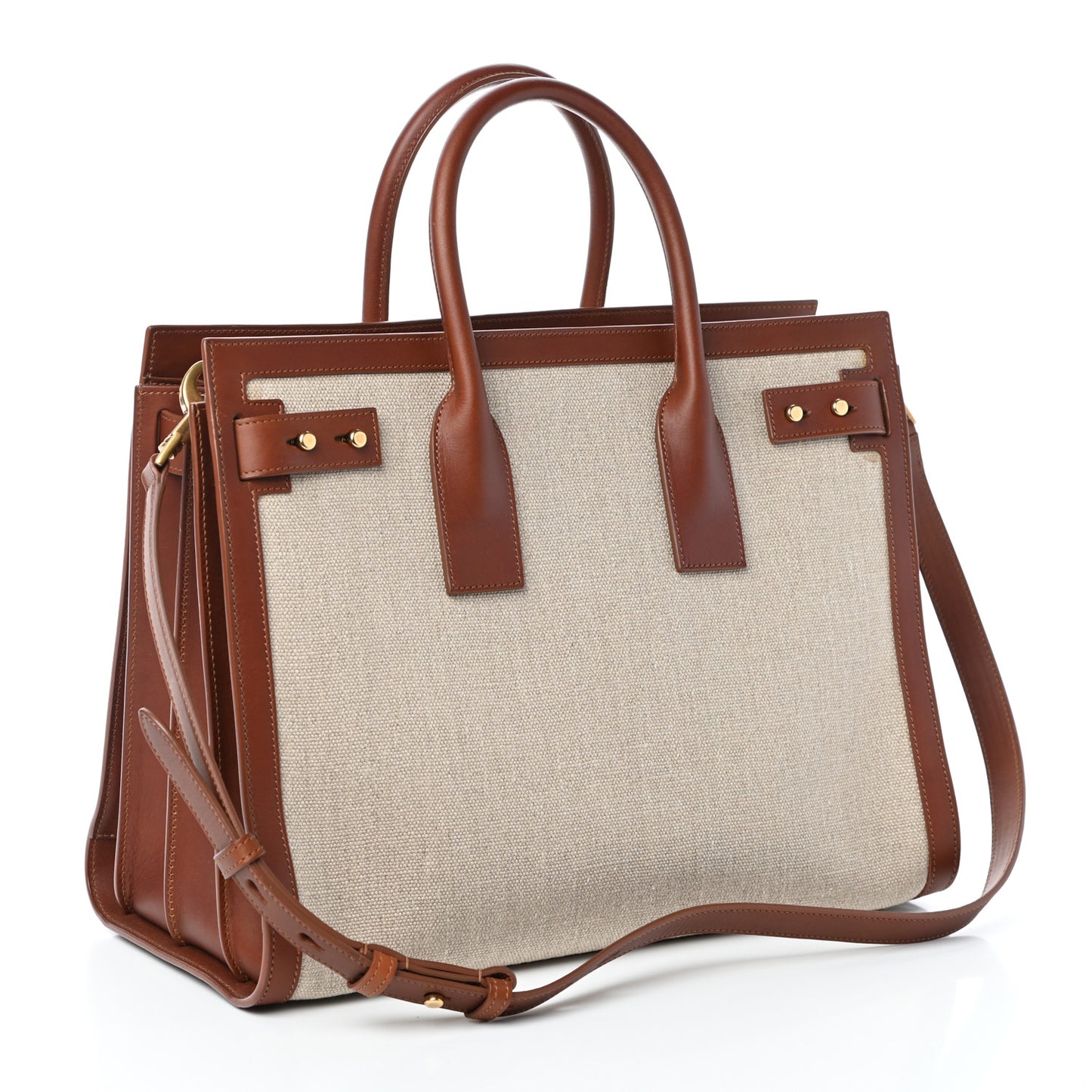 Linen Calfskin Medium Souple Sac De Jour Cognac