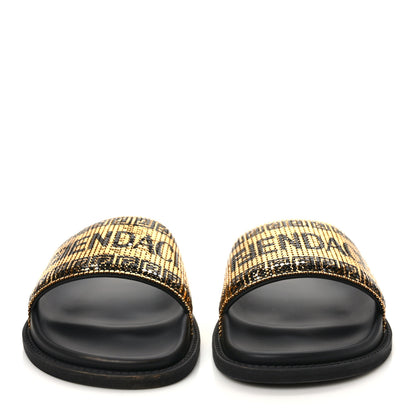 Versace X FENDI Metal Chainmail Mesh Pool Slides 38 Gold Black 2 of 8