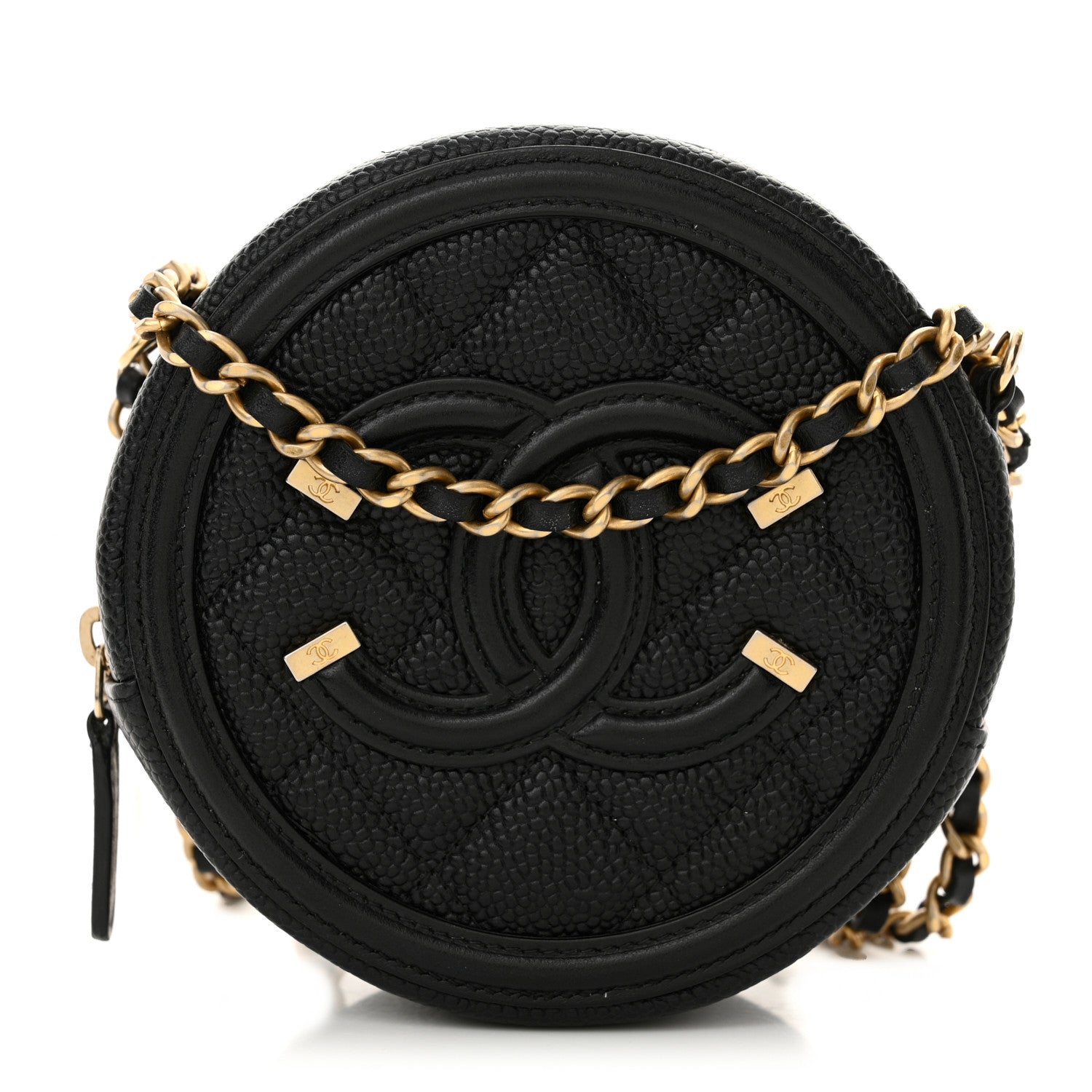 Chanel Caviar Quilted Round Filigree Crossbody Black 1 of 12