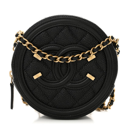Chanel Caviar Quilted Round Filigree Crossbody Black 1 of 12