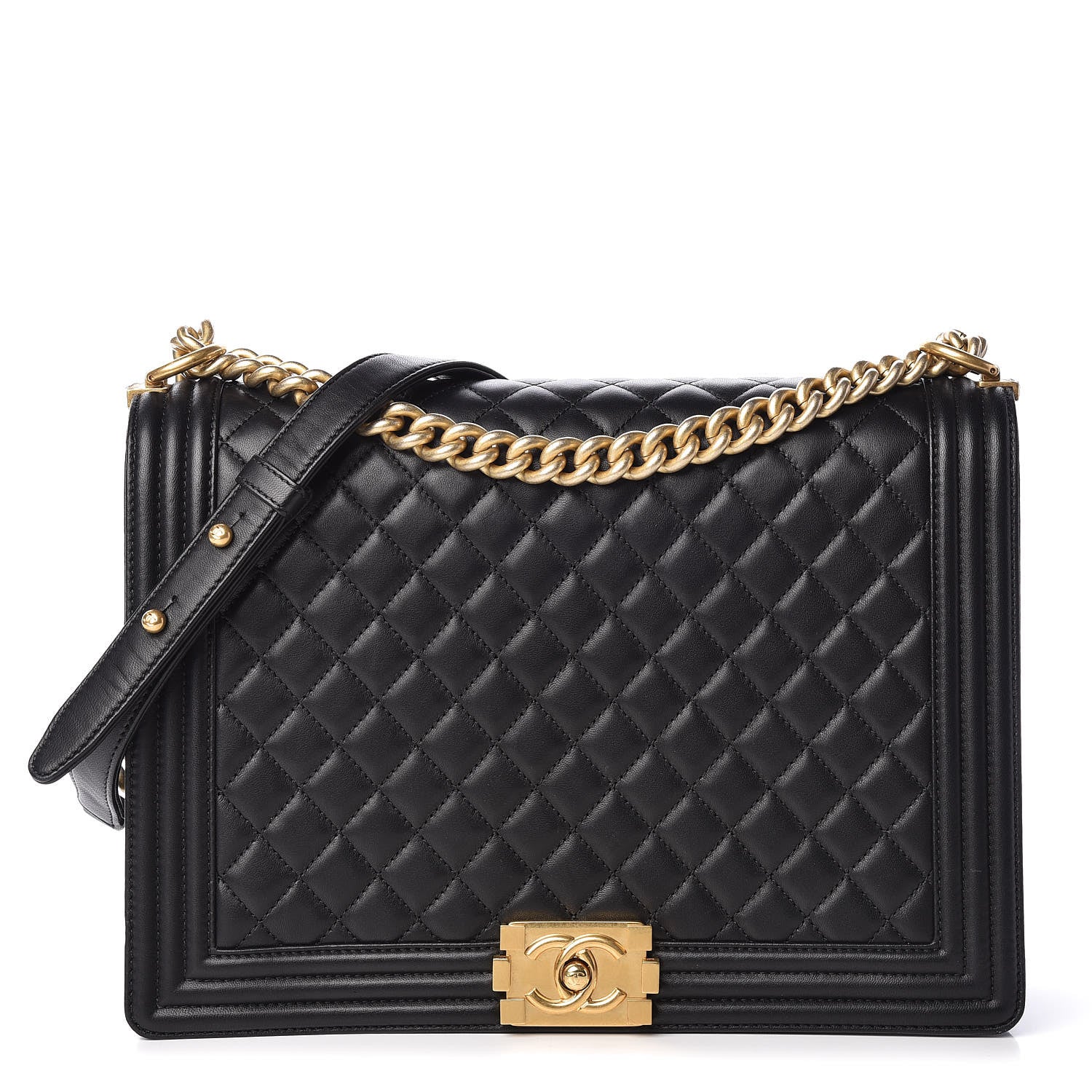 Chanel Lambskin Quilted Large Boy Flap Black 1 of 17