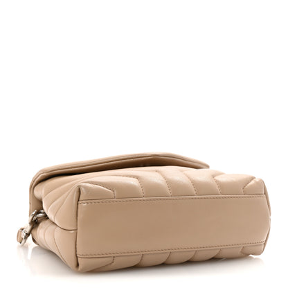 Saint Laurent Calfskin Y Quilted Monogram Toy Loulou Crossbody Bag Dark Beige 4 of 9