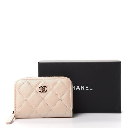 Chanel Iridescent Calfskin Quilted Zip Coin Purse Wallet Beige 8 of 8