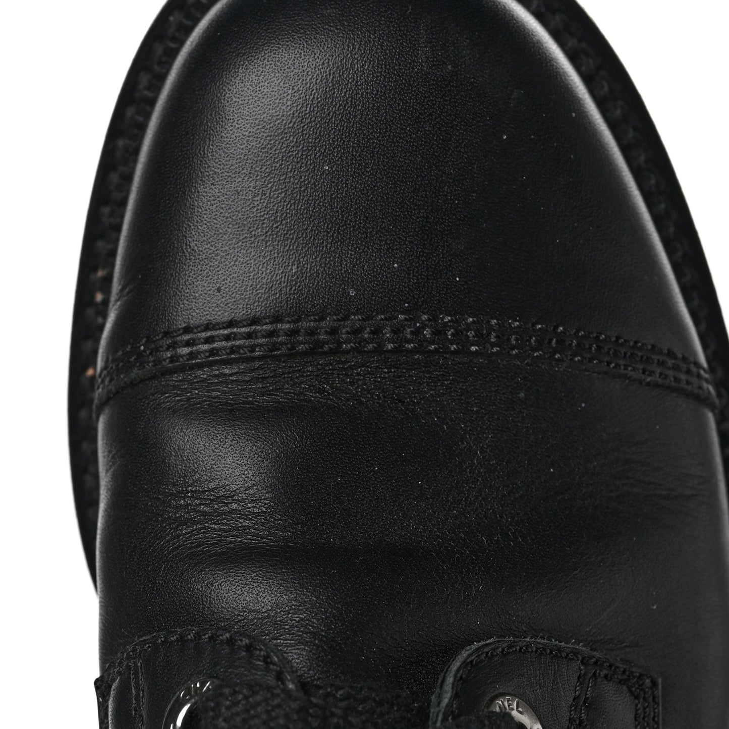 Calfskin Quilted Lace Up Combat Boots 37 Black
