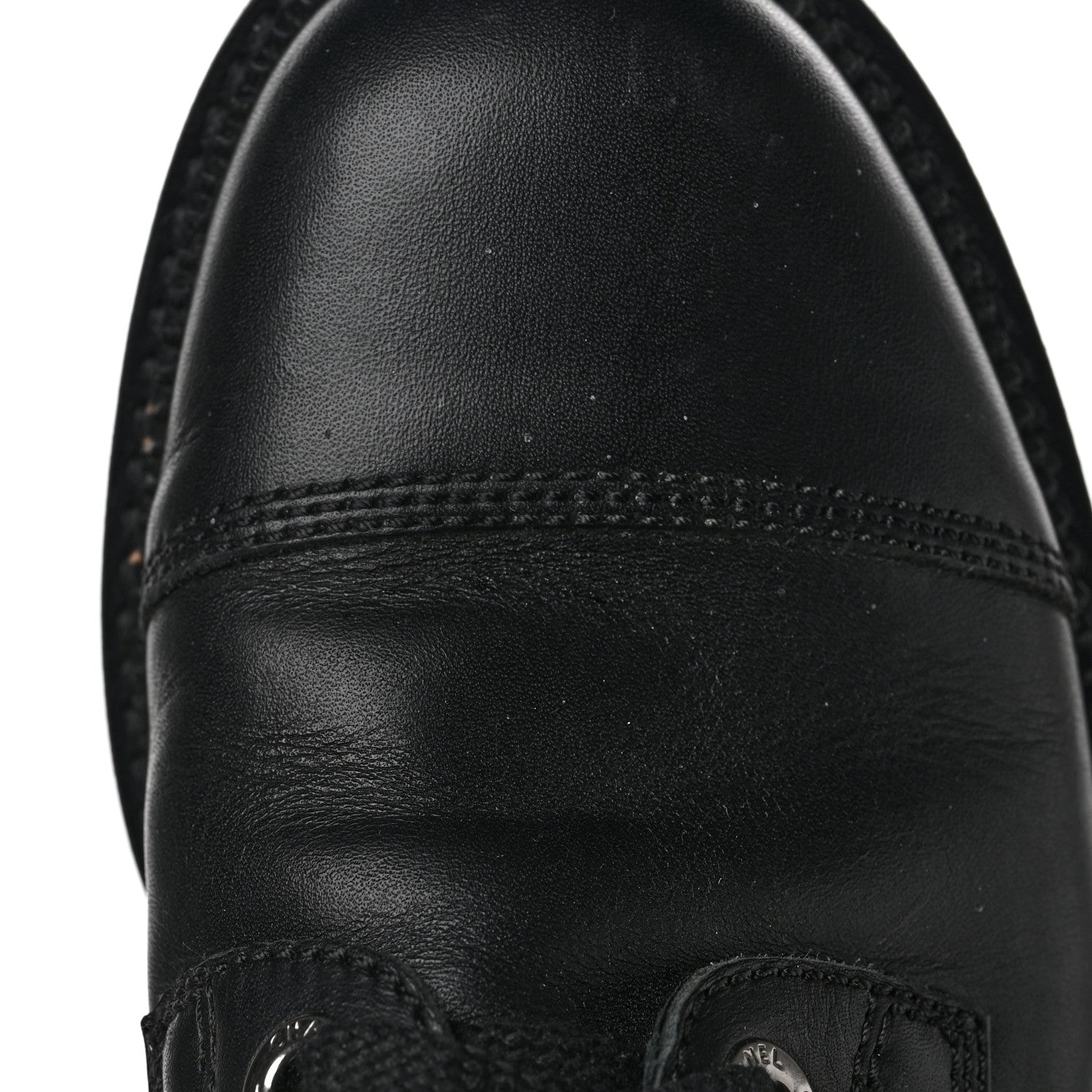 Chanel Calfskin Quilted Lace Up Combat Boots 37 Black 10 of 13