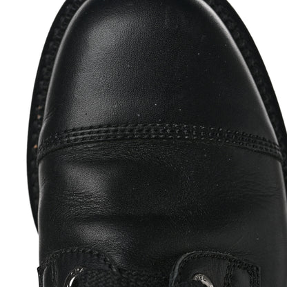 Chanel Calfskin Quilted Lace Up Combat Boots 37 Black 10 of 13