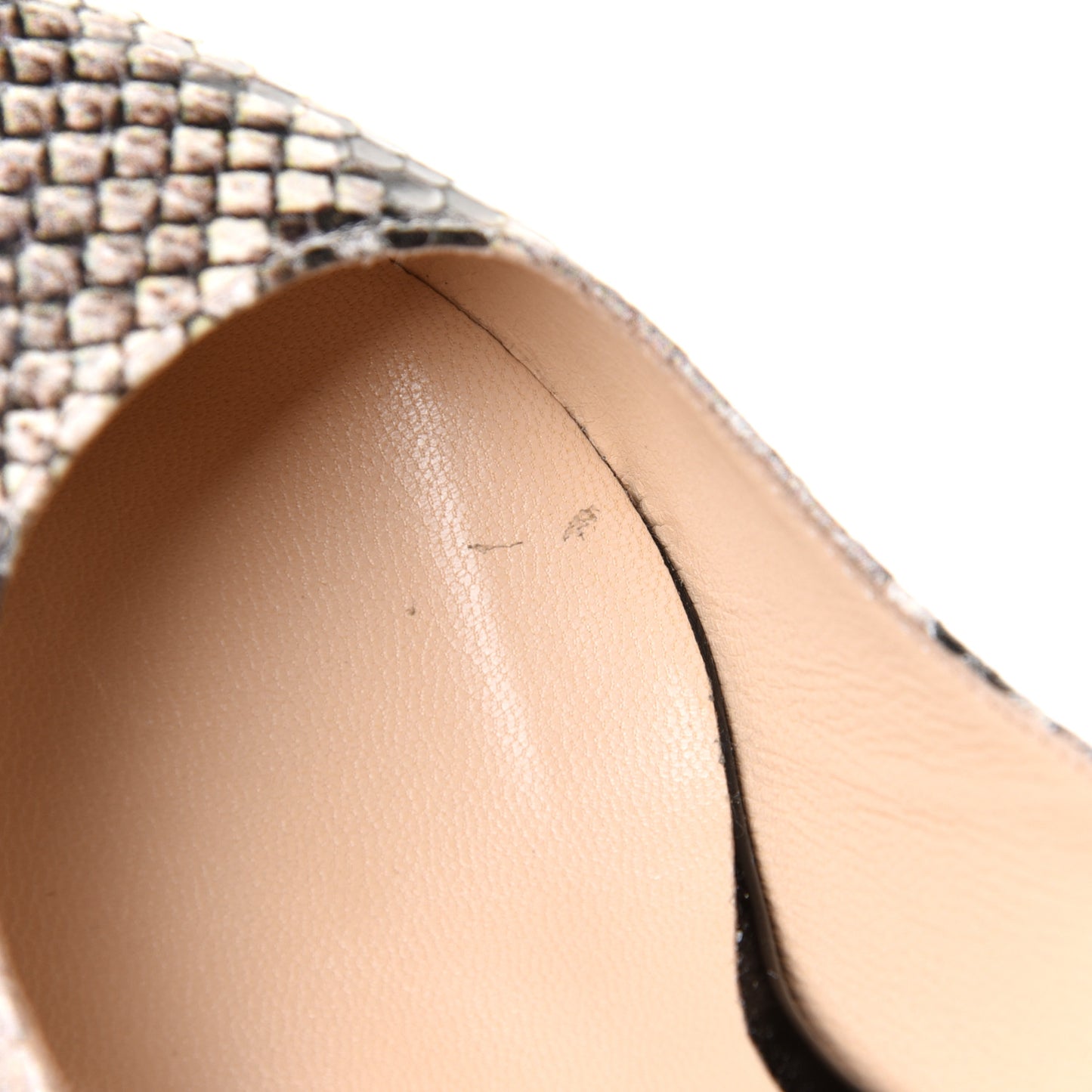 Calfskin Snake Print Pointy Toe Romy 85 Pumps 36 Natural