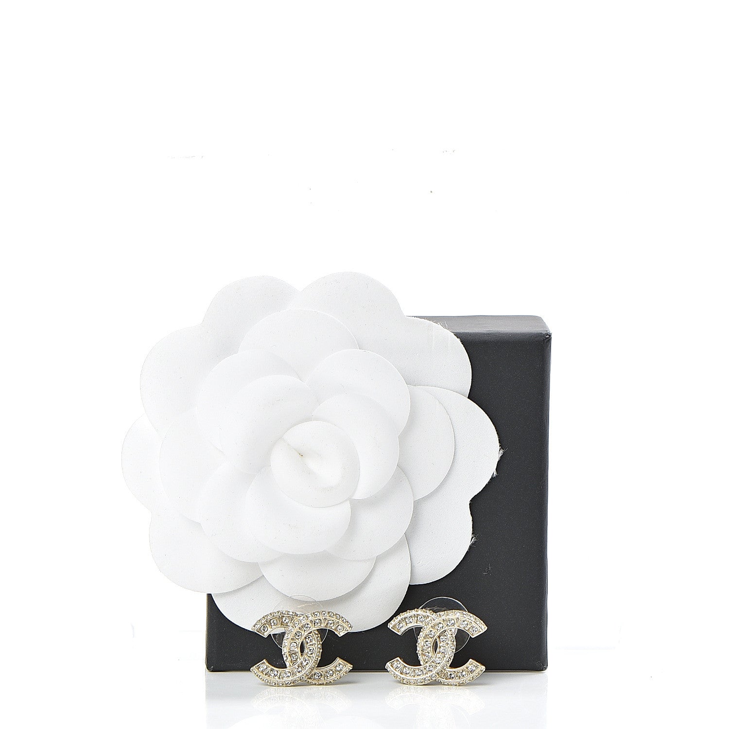 Chanel Crystal CC Earrings Gold 5 of 5
