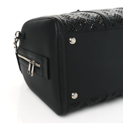 Gucci Calfskin Cut Out GG Embossed Medium Duffle Bag Black 7 of 8