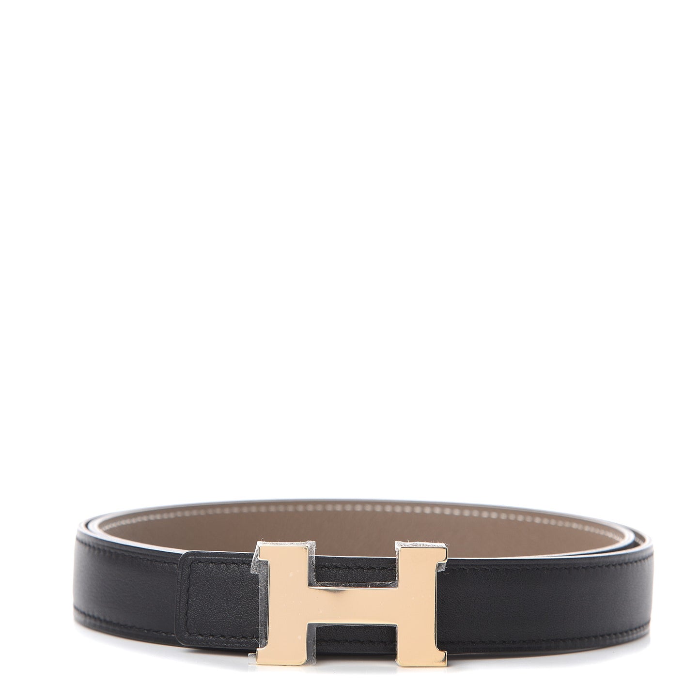 Swift Epsom 24mm Mini H Belt 80 Black Etoupe