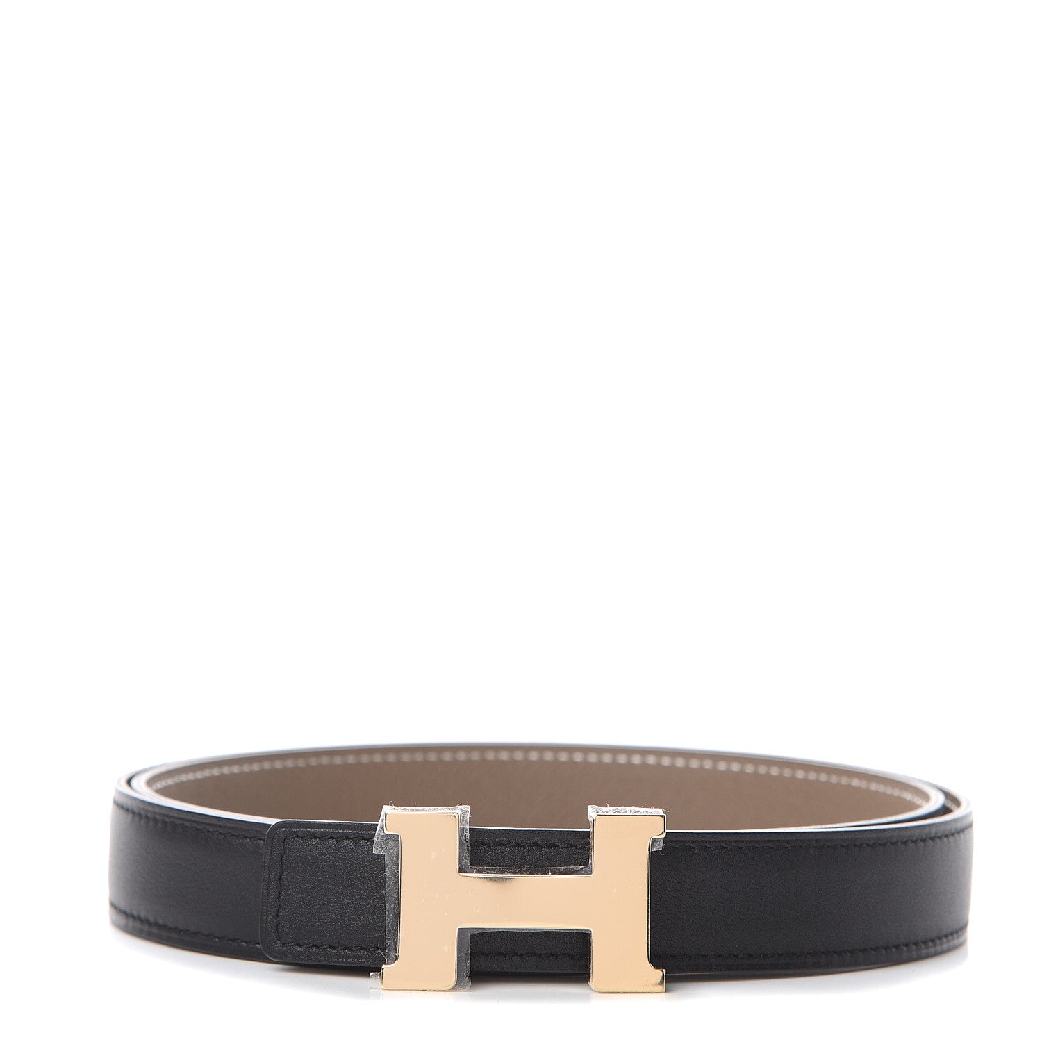 Hermes Swift Epsom 24mm Mini H Belt 80 Black Etoupe 1 of 5
