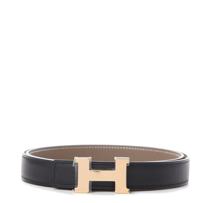 Hermes Swift Epsom 24mm Mini H Belt 80 Black Etoupe 1 of 5