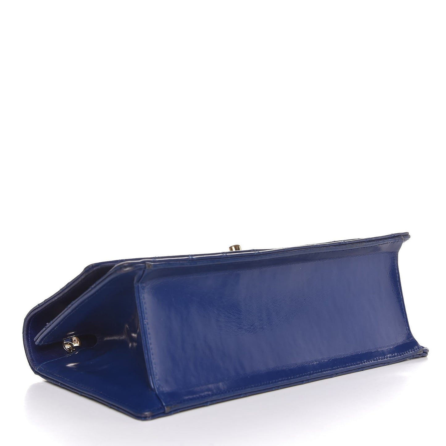 Glazed Calfskin Quilted East West Flap Blue
