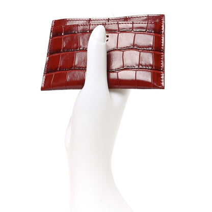 Chanel Calfskin Crocodile Embossed Crococo Card Holder Burgundy 2 of 8