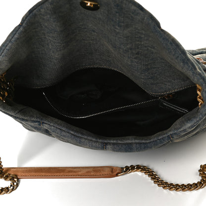Saint Laurent Denim Quilted Small Loulou Puffer Monogram Chain Satchel Blue Cinnamon 9 of 23