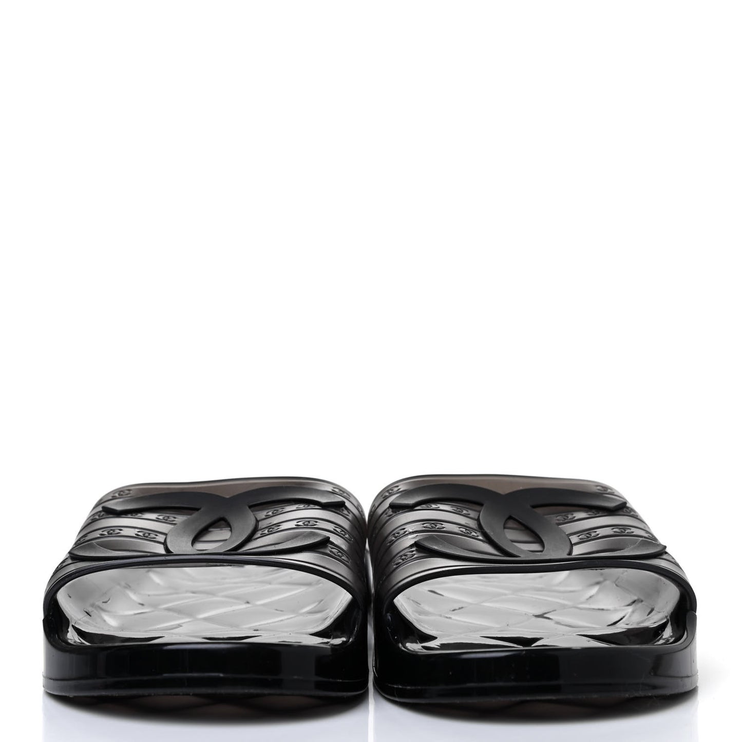 PVC Transparent CC Flat Slide Sandals 40 Black