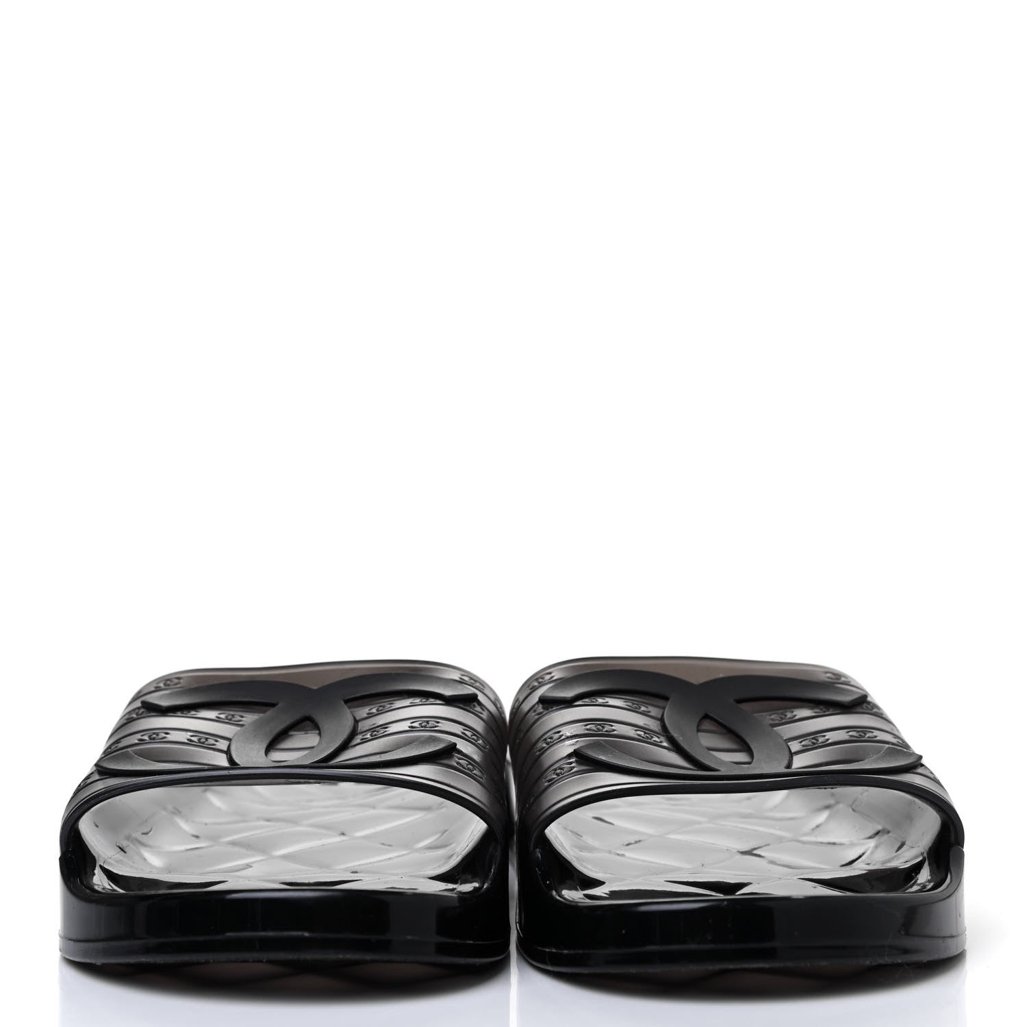 Chanel PVC Transparent CC Flat Slide Sandals 40 Black 2 of 4