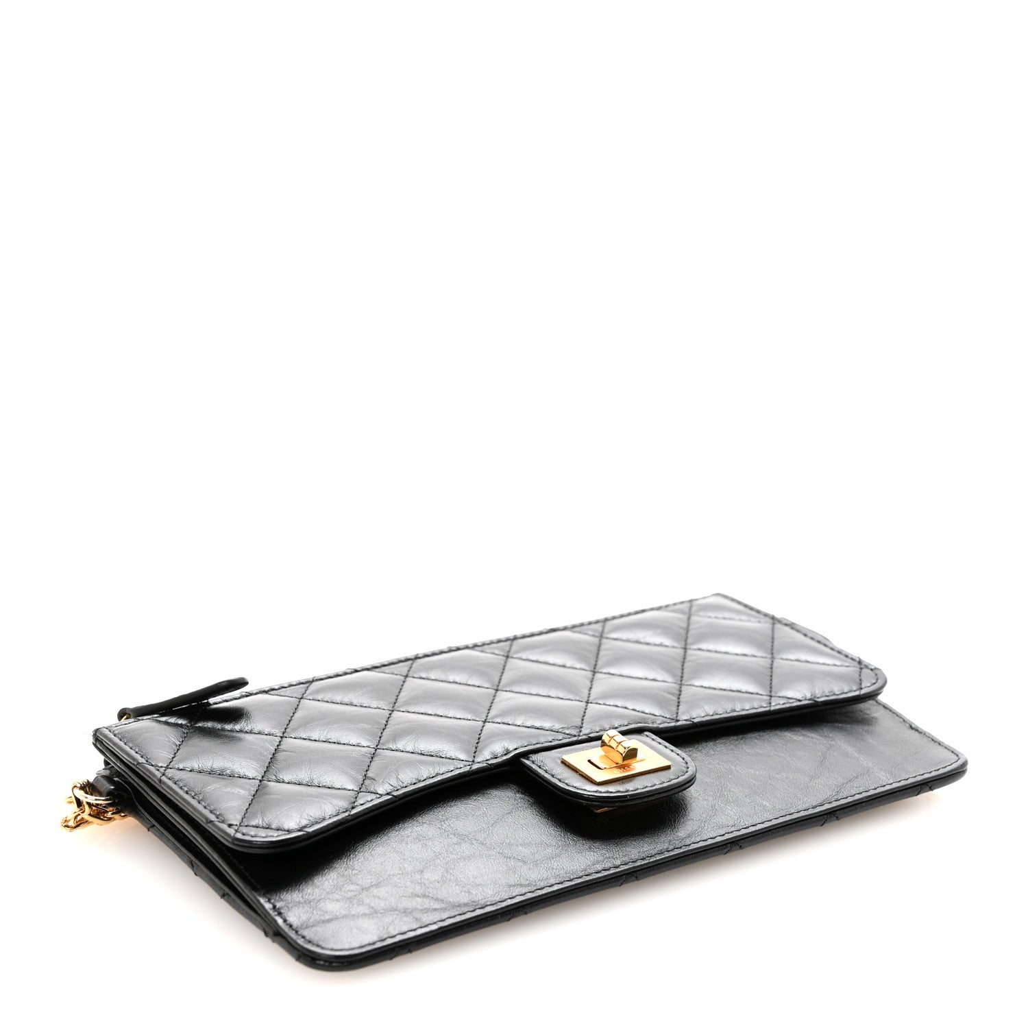 Chanel Aged Calfskin Quilted 2.55 Reissue Pouch With Chain Handle Black 4 of 8