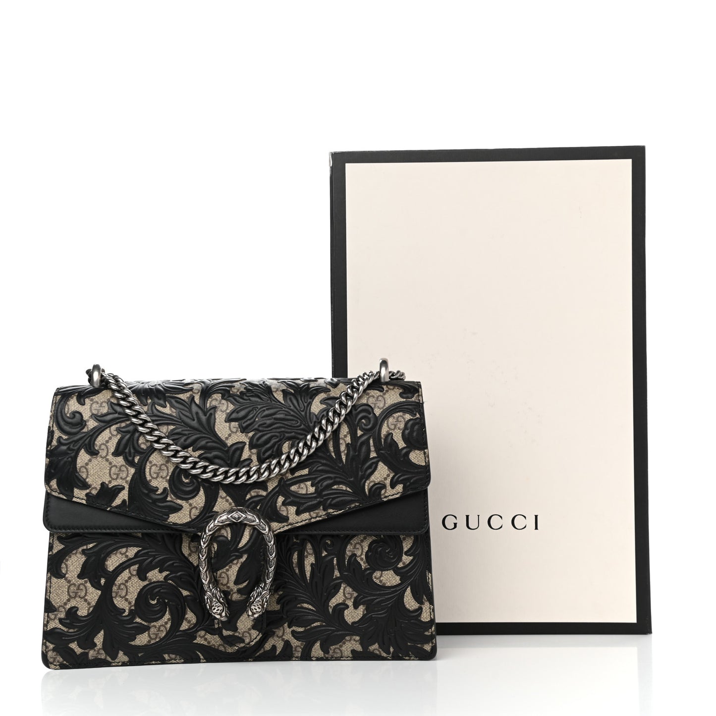 GG Supreme Monogram Arabesque Medium Dionysus Shoulder Bag Black