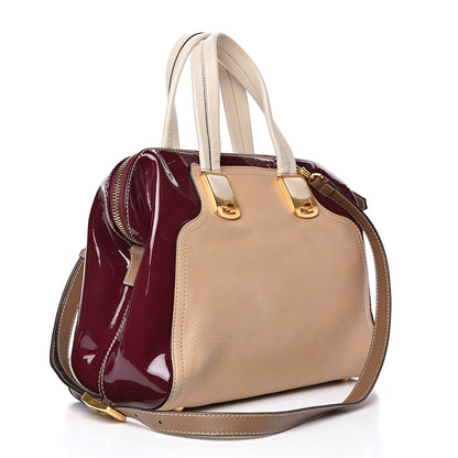 Fendi Calfskin Patent Small Chameleon Tote Cognac Bordeaux 3 of 12