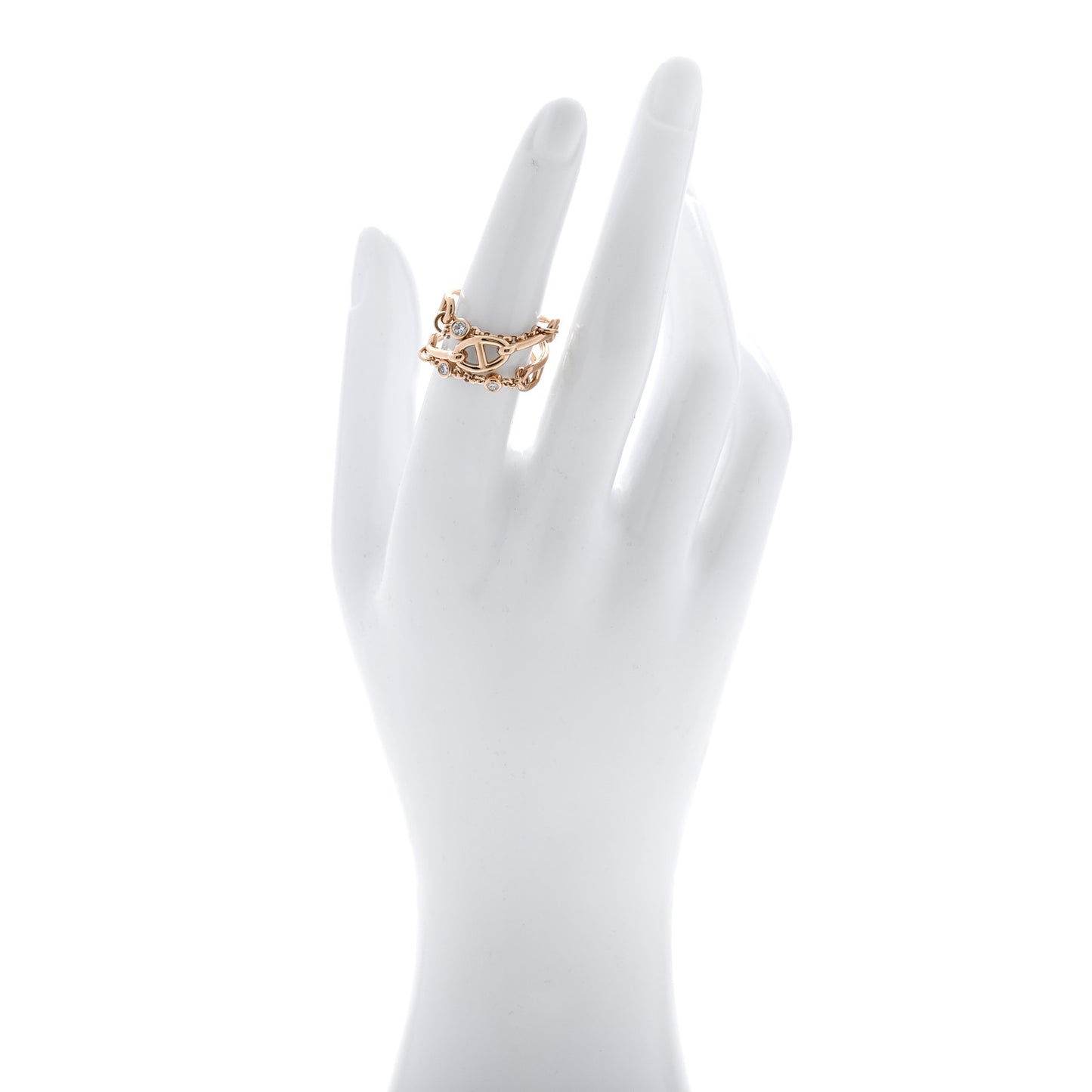 18K Rose Gold Diamond MM Chaine d'Ancre Chaos Ring 54 7