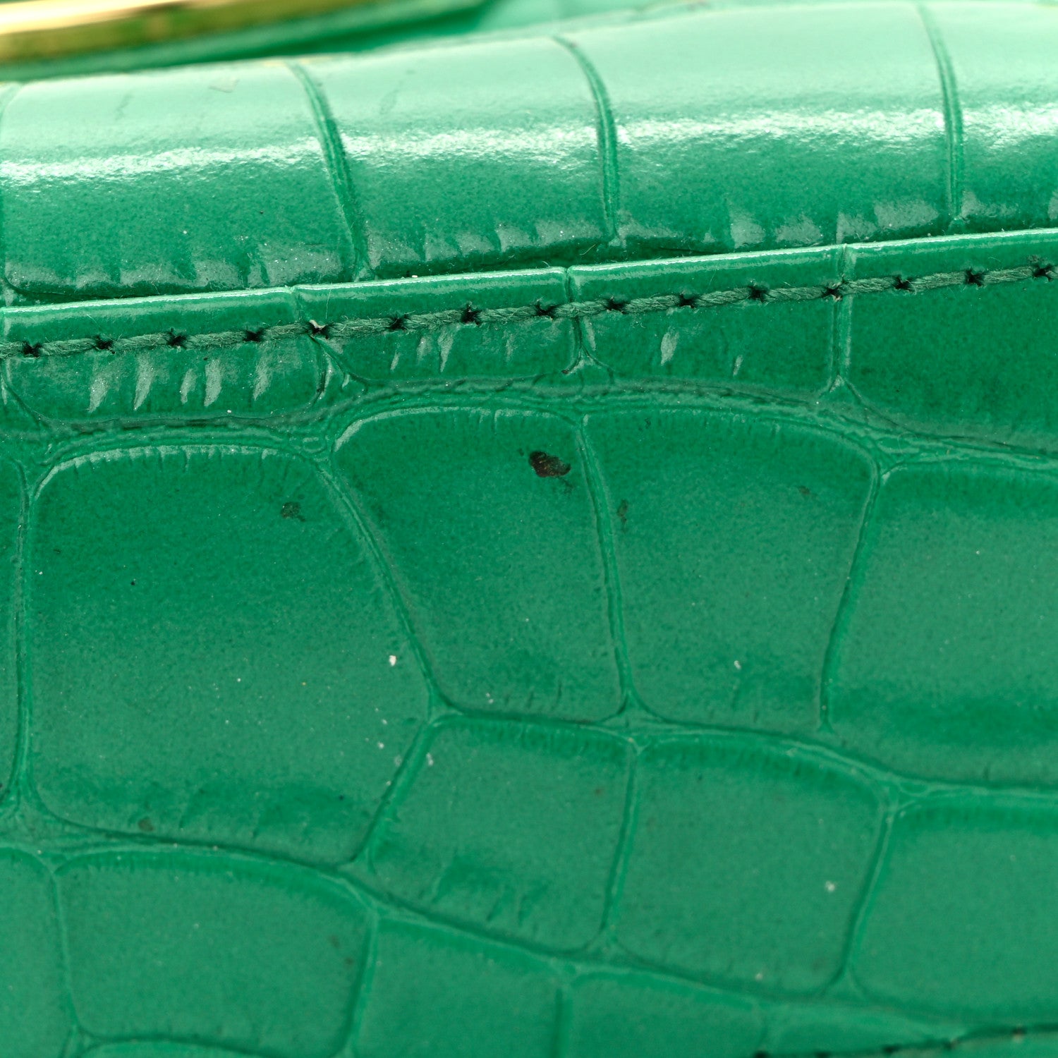Balenciaga Shiny Supple Calfskin Crocodile Embossed Gold Metallic Edge Hardware Nano City Leaf Green 14 of 16
