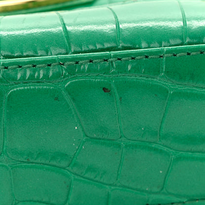 Balenciaga Shiny Supple Calfskin Crocodile Embossed Gold Metallic Edge Hardware Nano City Leaf Green 14 of 16