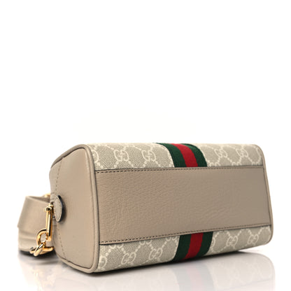 Gucci GG Supreme Monogram Textured Dollar Calfskin Web Mini Ophidia Top Handle Bowler Bag Beige Mystic White Oatmeal 3 of 9