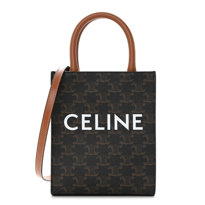 Celine Triomphe Canvas Calfskin Mini Vertical Cabas Tan 1 of 12
