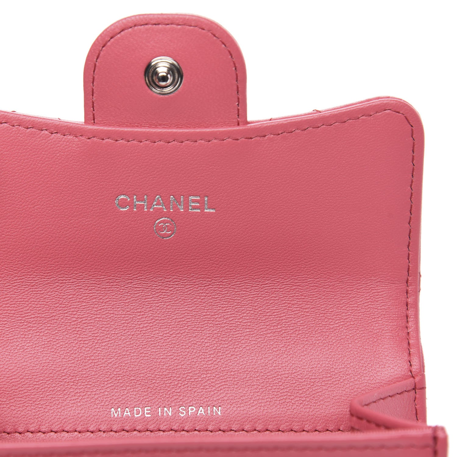 Chanel Lambskin Quilted Flap Card Holder Wallet Dark Pink 6 of 8