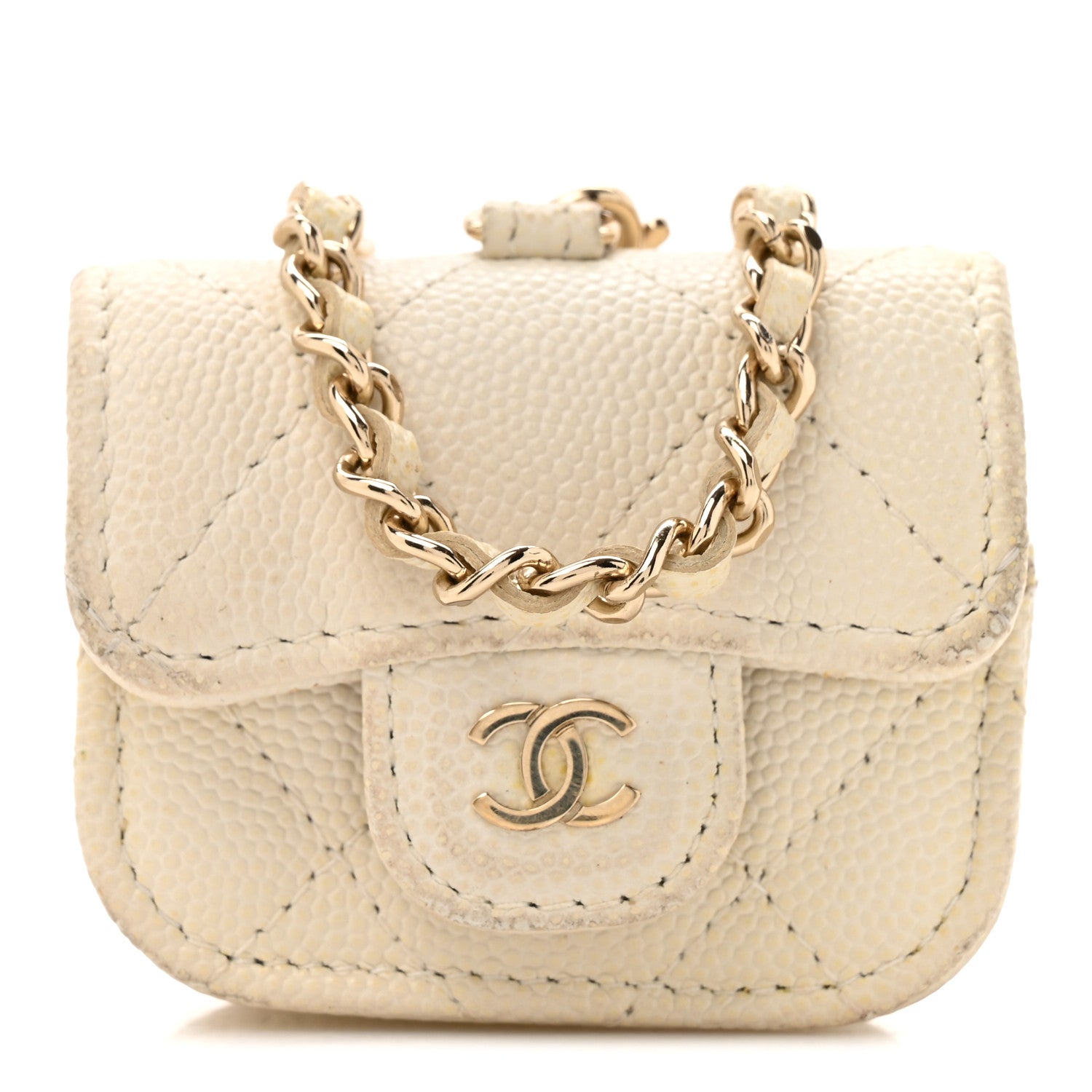 Chanel Caviar Quilted Airpods Pro Case White 1 of 12