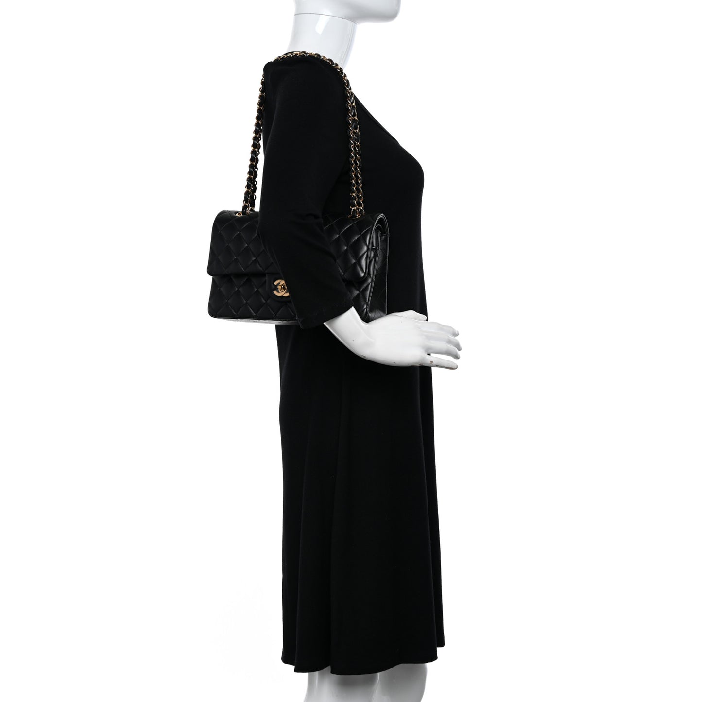 Lambskin Quilted Medium Double Flap Black
