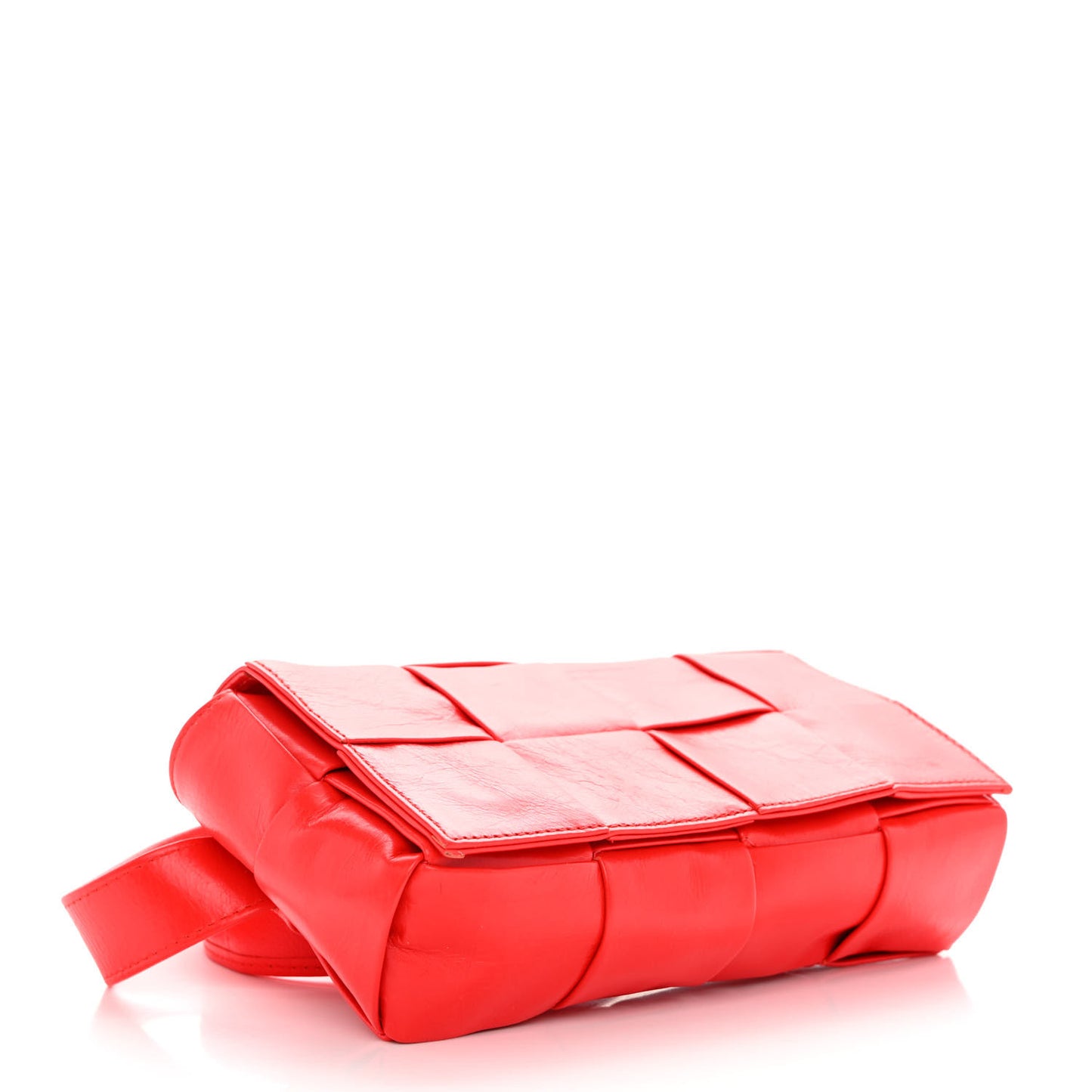 Paper Calfskin Intrecciato Cassette Belt Bag Bright Red