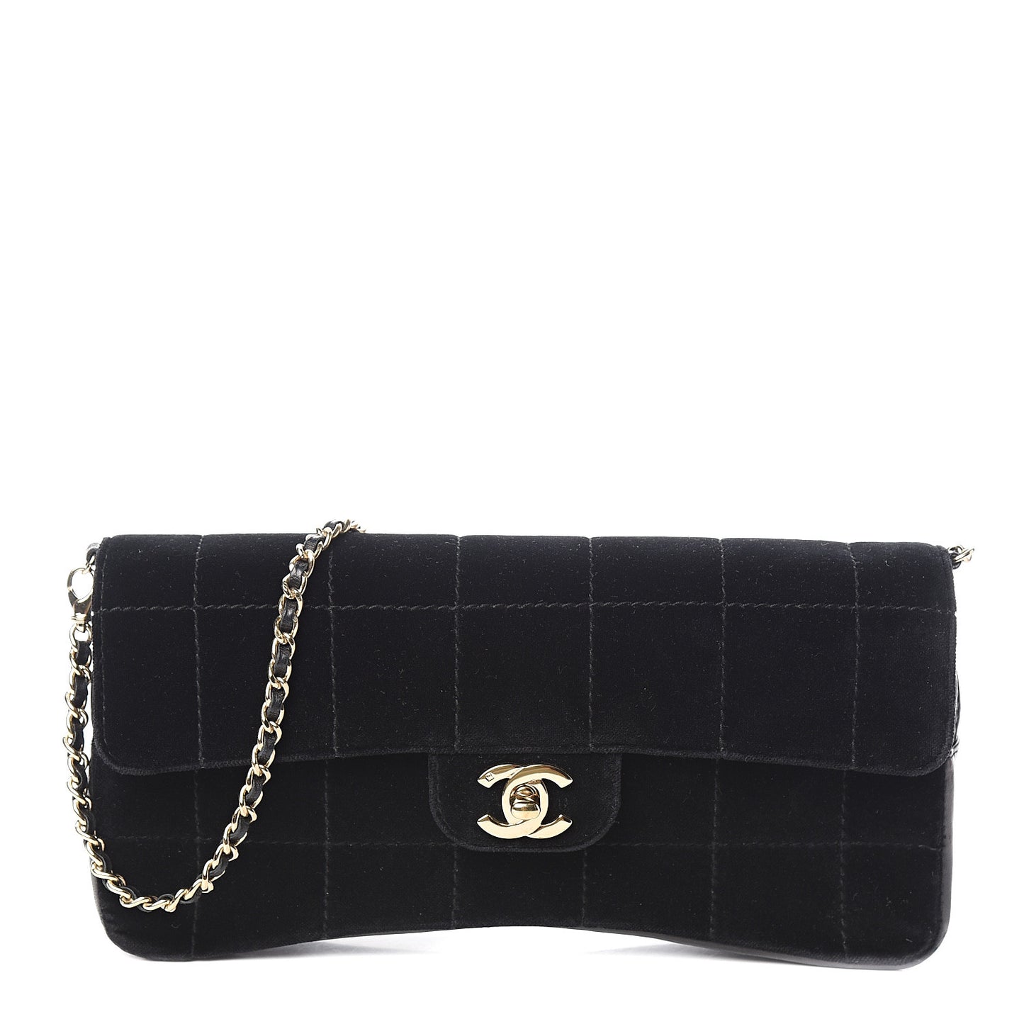 Velvet Quilted East West Travel Flap Black