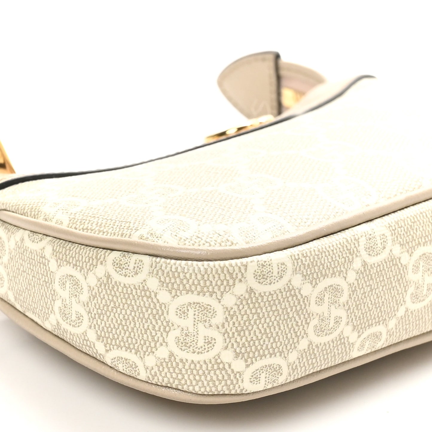 GG Supreme Monogram Textured Dollar Calfskin Web Mini Ophidia GG Handbag Beige Mystic White Oatmeal