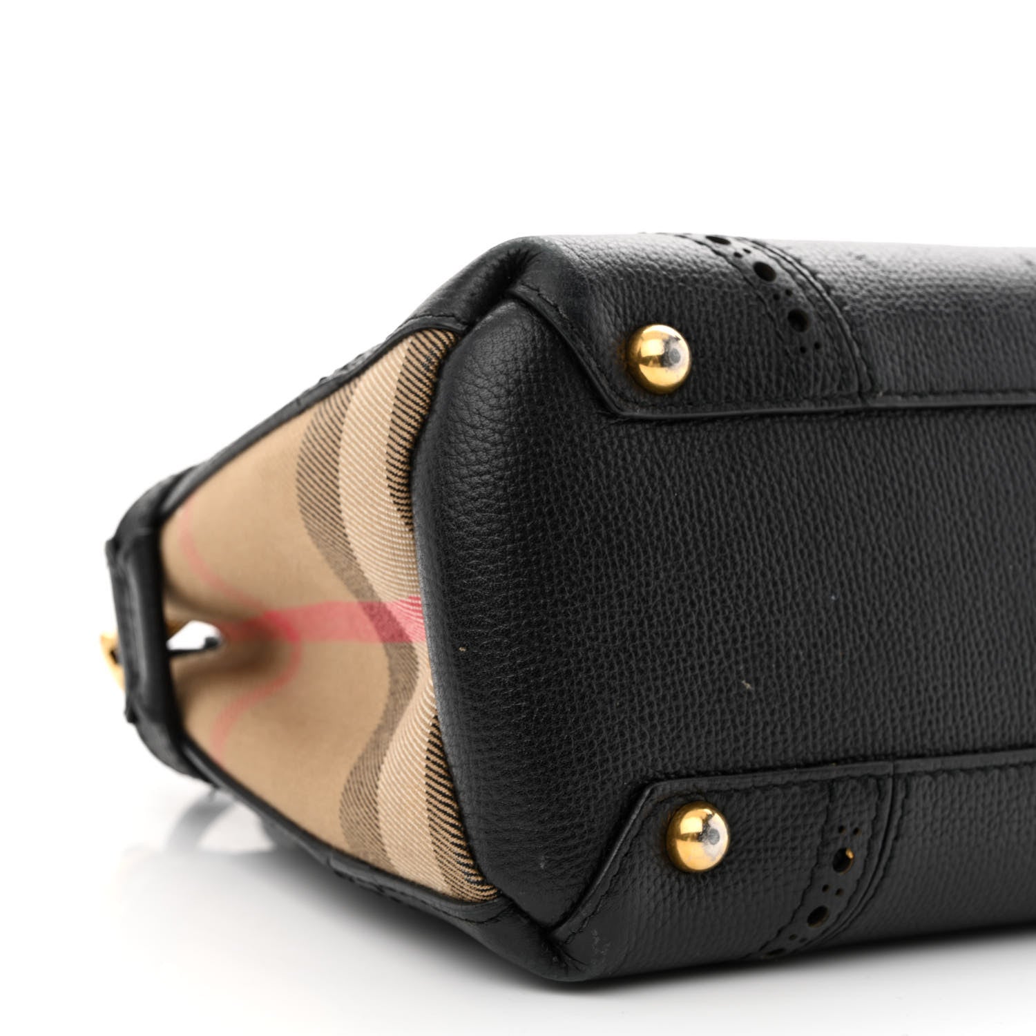 Burberry Grainy Calfskin House Check Baby Brogue Banner Tote Black 10 of 18