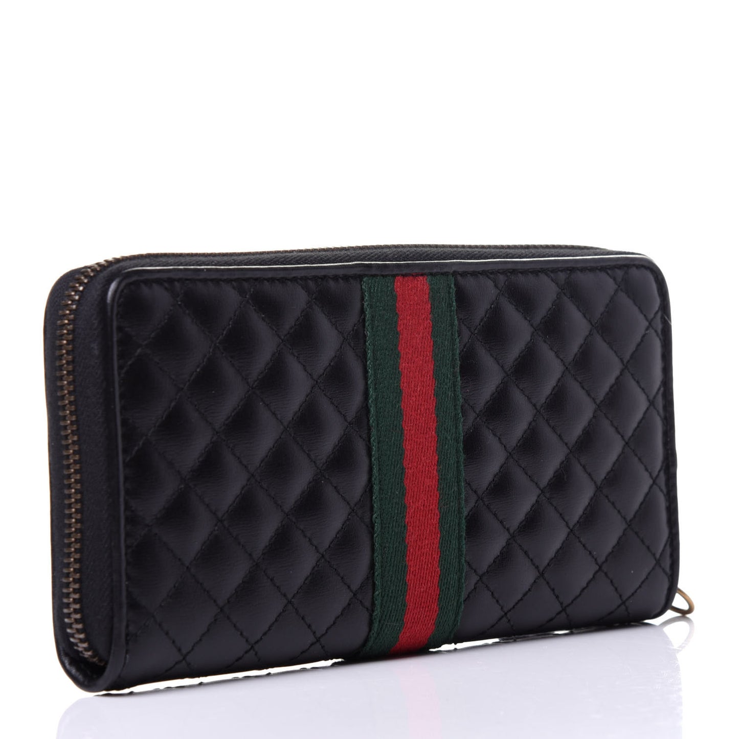 Calfskin Web Trapuntata GG Zip Around Wallet Black