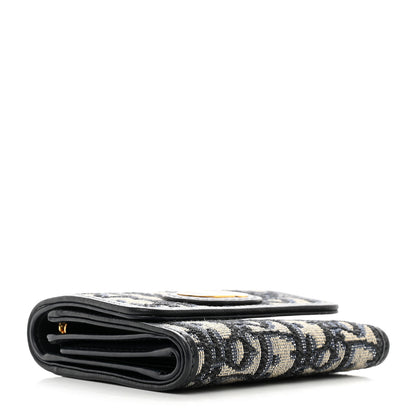 Christian Dior Oblique 30 Montaigne Lotus Wallet Blue 4 of 7