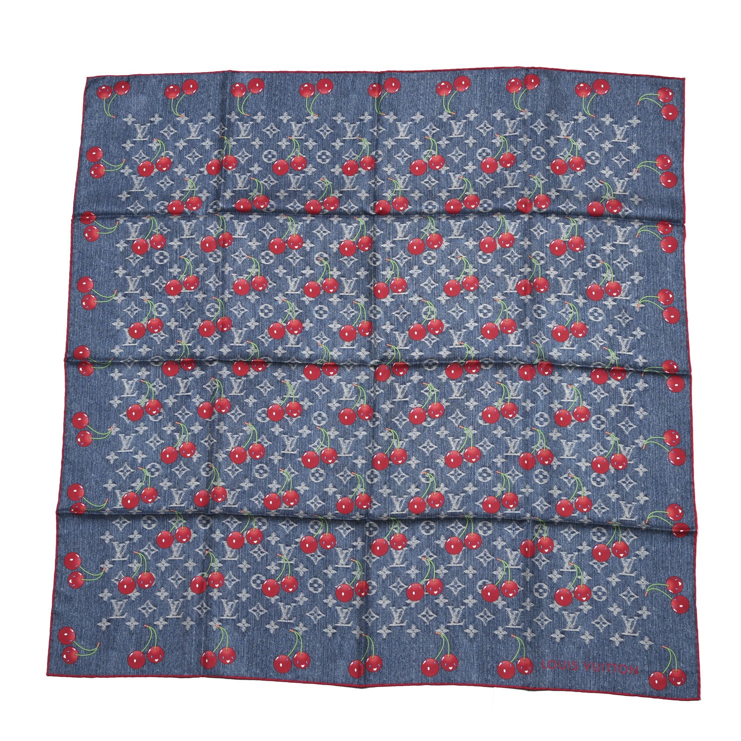 Louis Vuitton LV X TM Wool Monogram Cerise Shawl Denim Blue 1 of 3