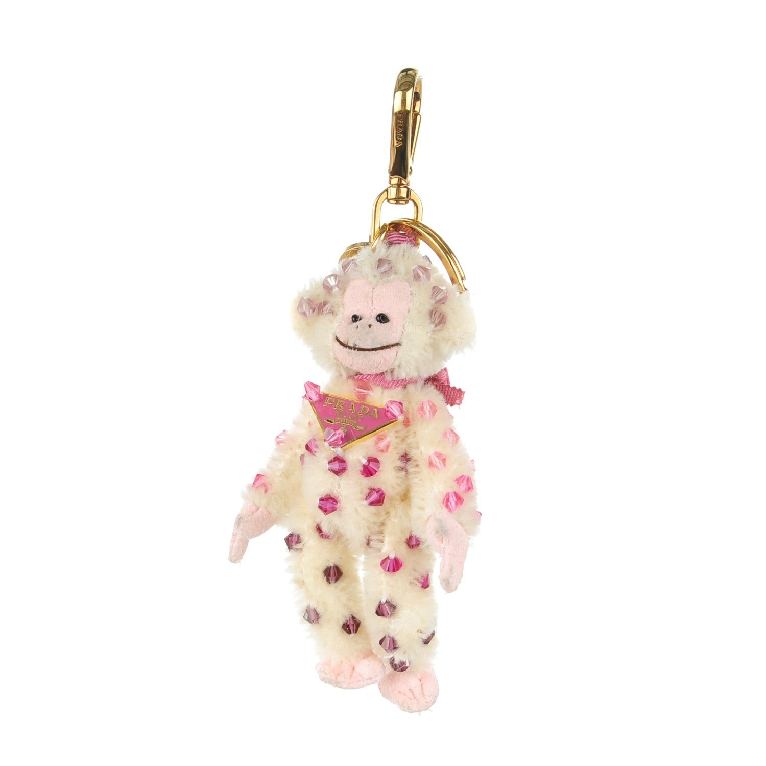 Prada Crystal Trick Monkey Keychain Charm White 1 of 3