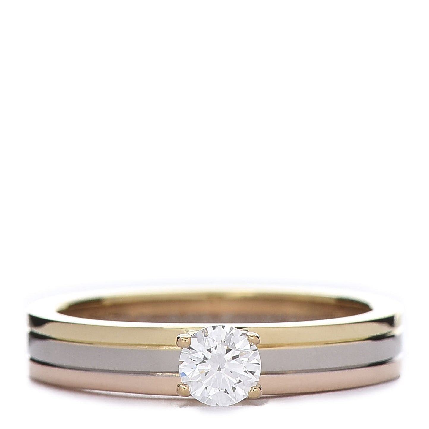 18K Pink Yellow White Gold Diamond .25ct Solitaire Trinity Engagement Ring 51 5.75