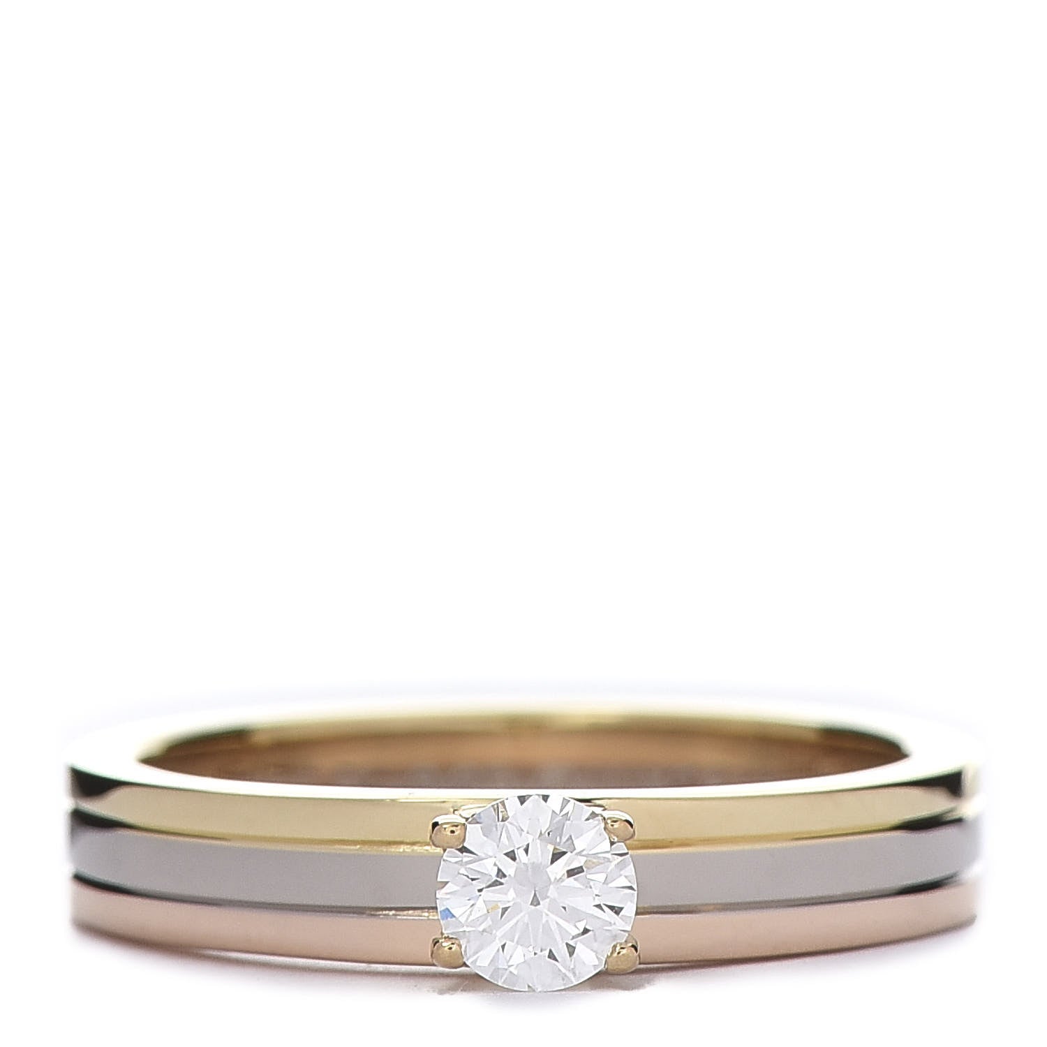 Cartier 18K Pink Yellow White Gold Diamond .25ct Solitaire Trinity Engagement Ring 51 5.75 1 of 7