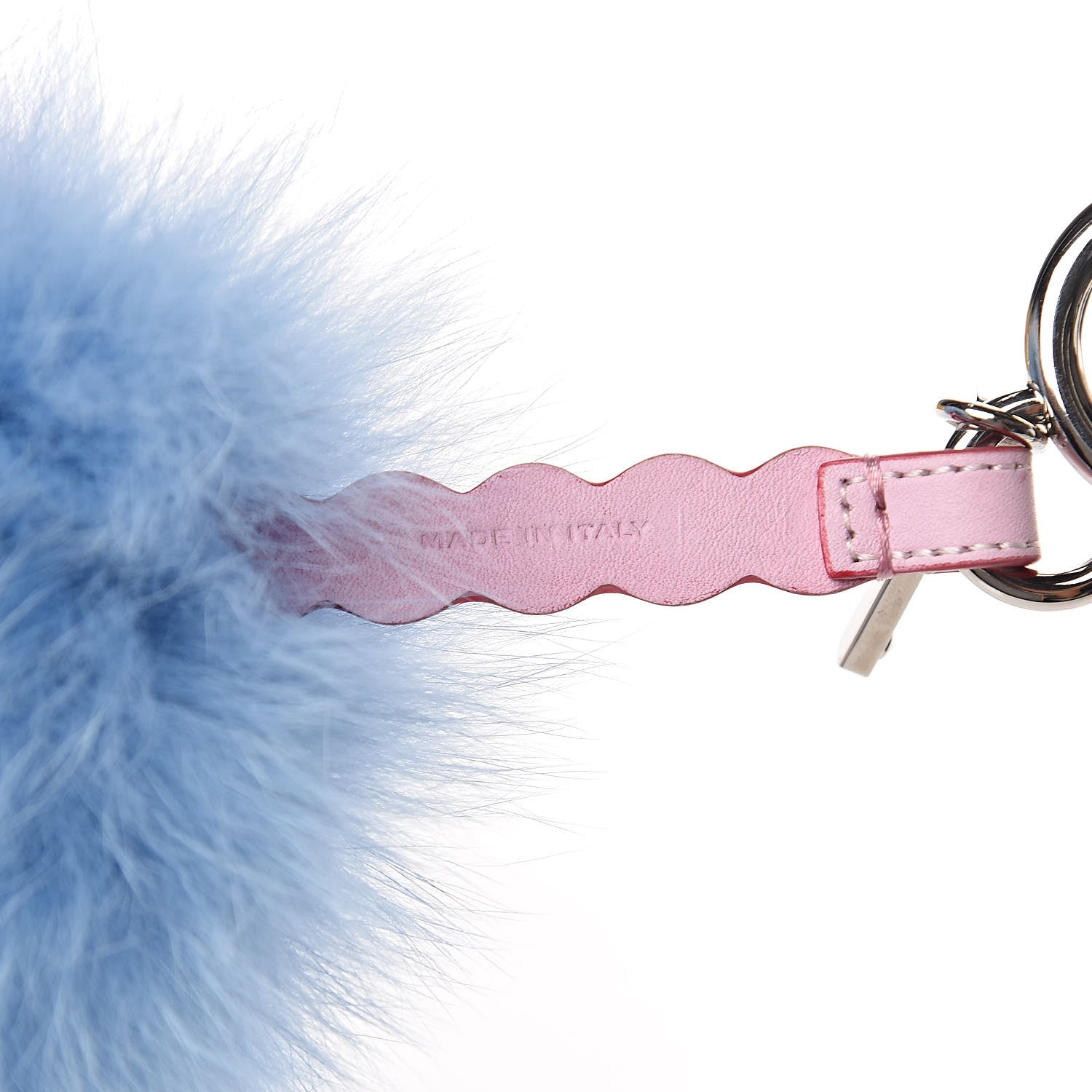 Fendi Fox Fur Vitello Dolce Heart Studded Pom Pom Bag Charm Nebula Rosso 4 of 5