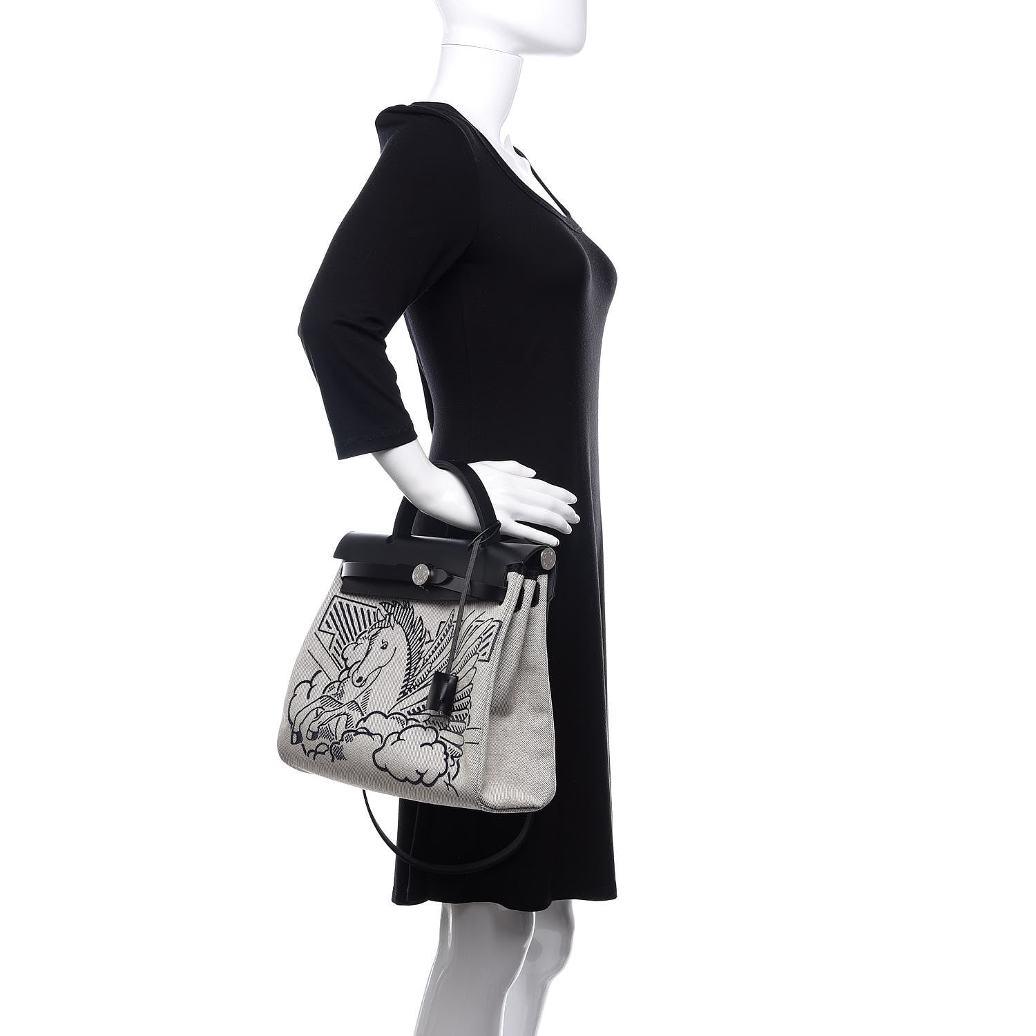 Hermes Vache Hunter Toile Pegase Pop Herbag Zip Retourne 31 PM Bleu Indigo 3 of 14