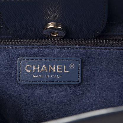 Chanel Caviar Small Studded Deauville Tote Navy 8 of 10