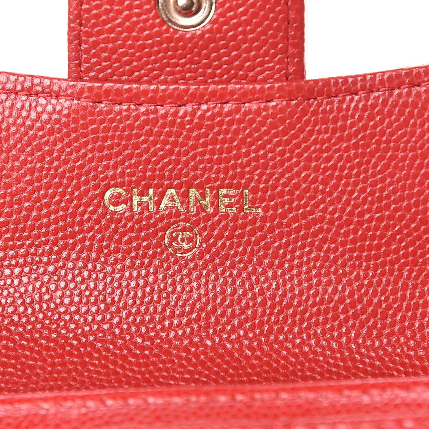 Caviar Quilted Flap Card Holder Wallet Red