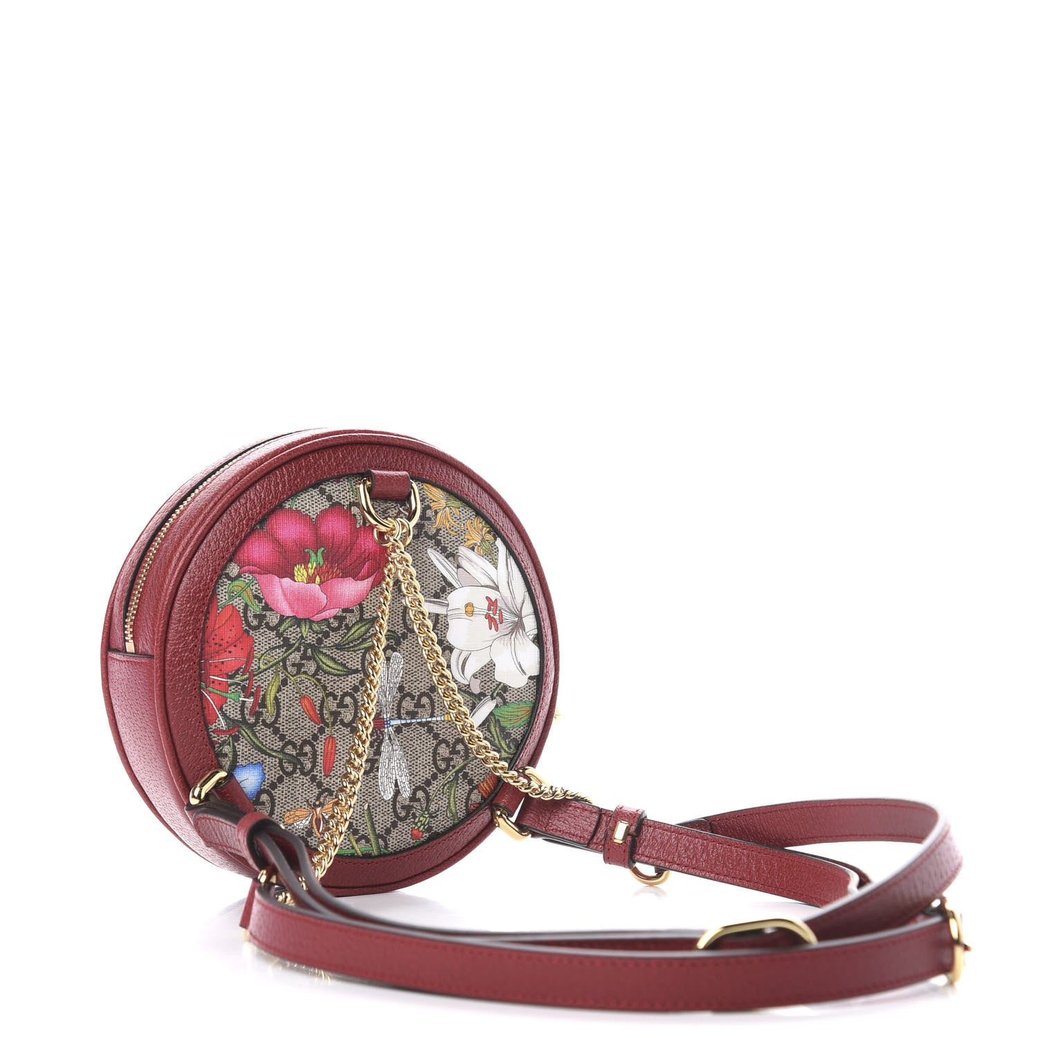Gucci GG Supreme Monogram Web Flora Mini Ophidia Round Backpack Red 2 of 10
